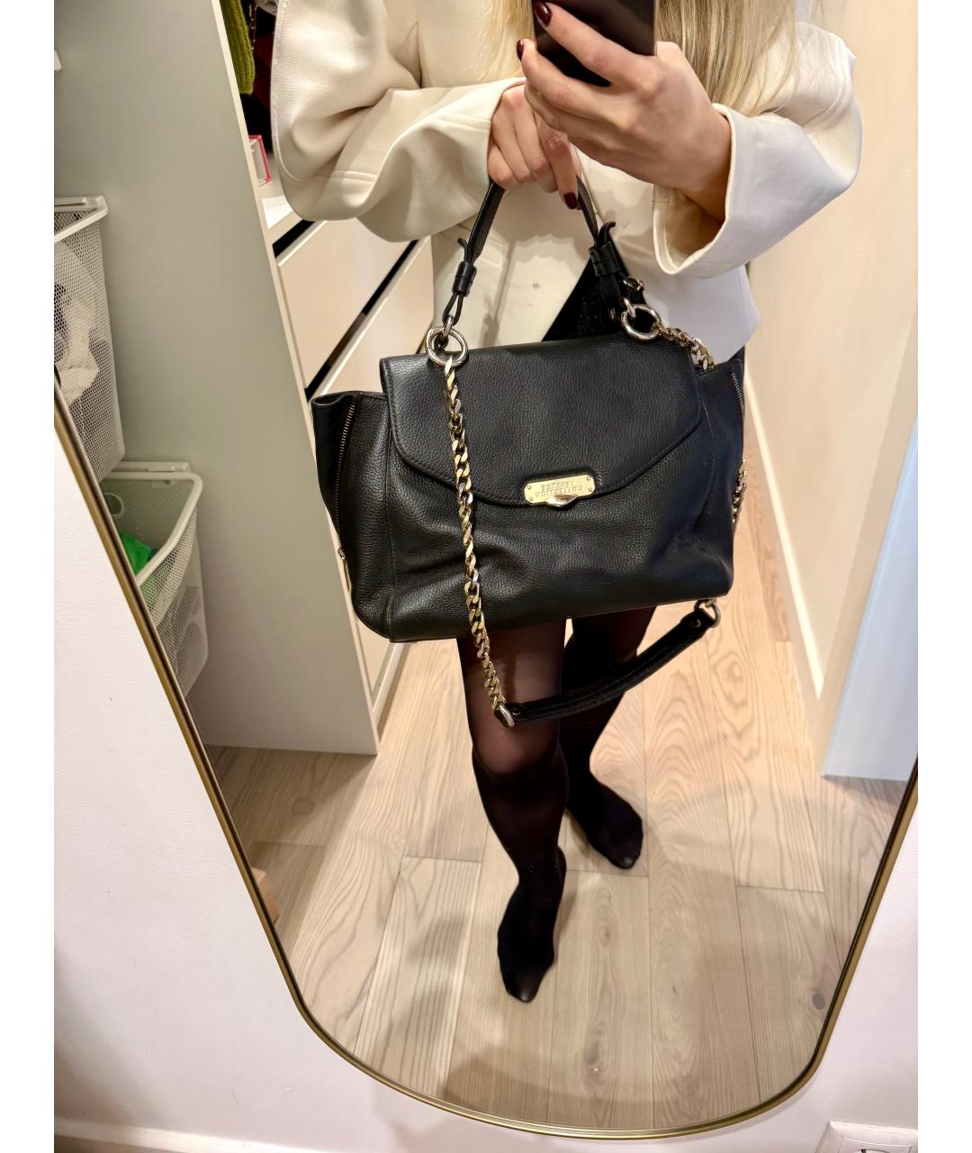 VERSACE COLLECTION Черная кожаная сумка с короткими ручками, фото 2