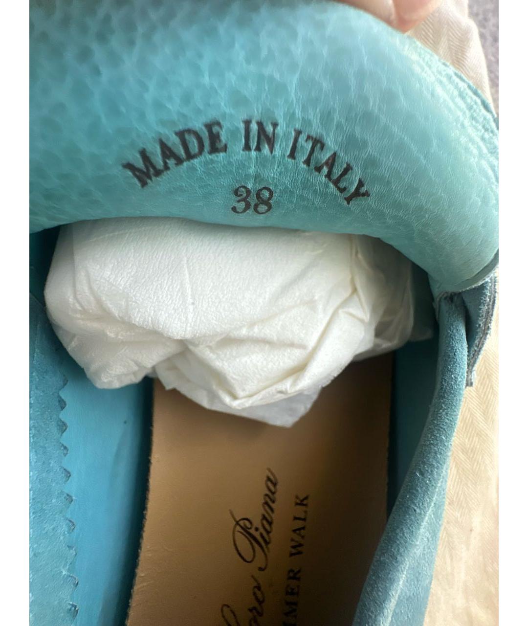 LORO PIANA Бирюзовые замшевые лоферы, фото 5