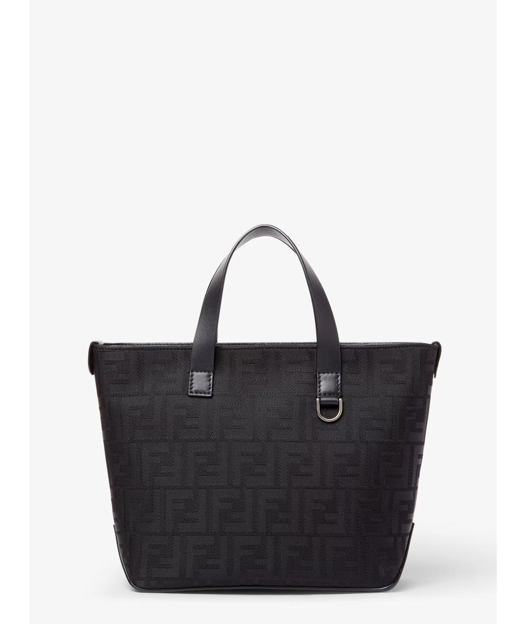 FENDI Черная тканевая сумка тоут, фото 3