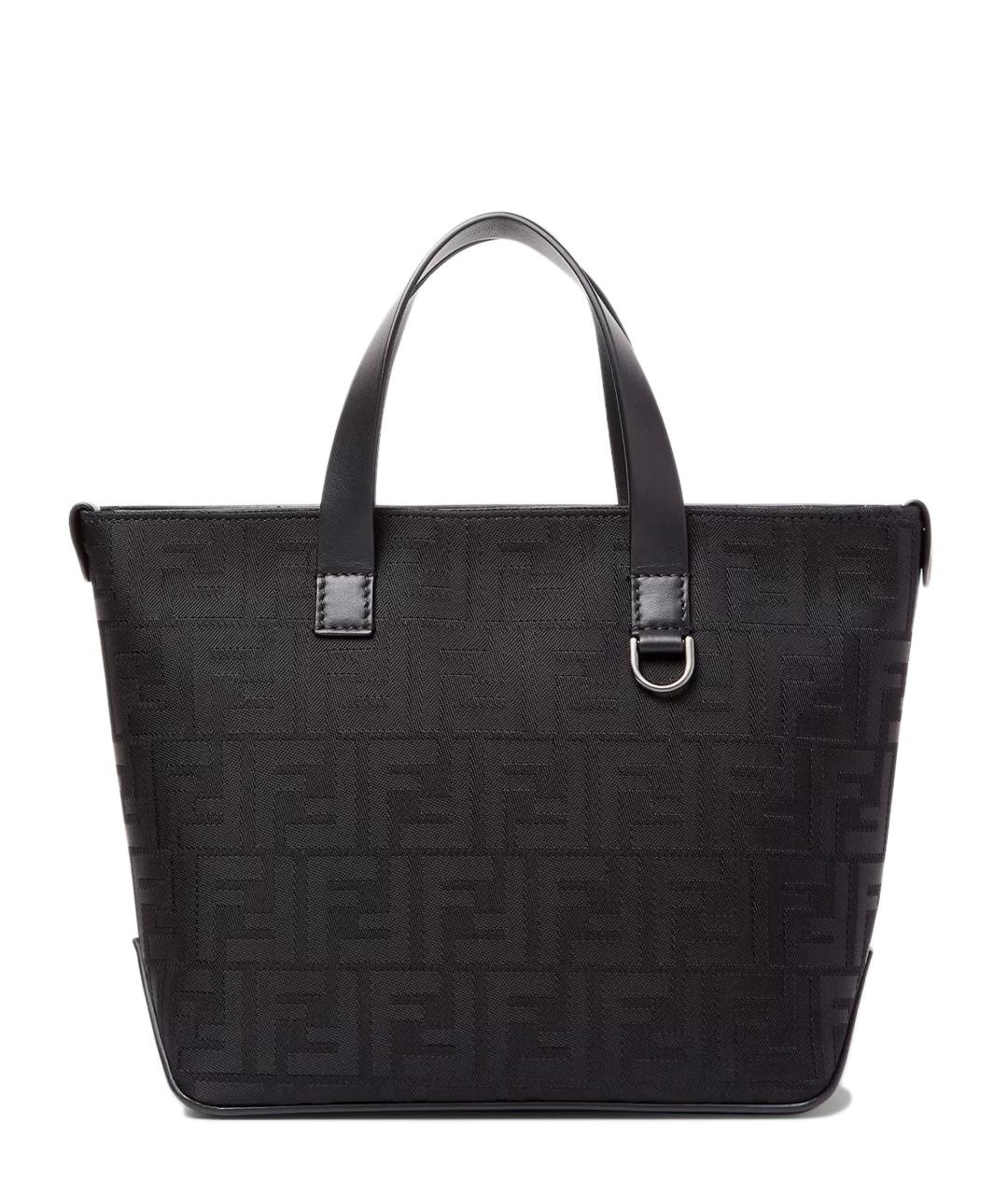 FENDI Черная тканевая сумка тоут, фото 1