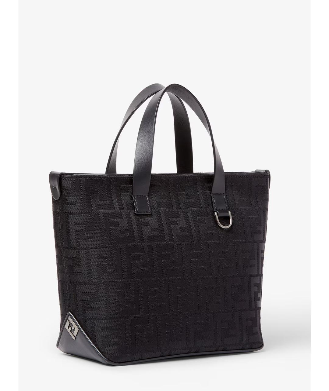 FENDI Черная тканевая сумка тоут, фото 2