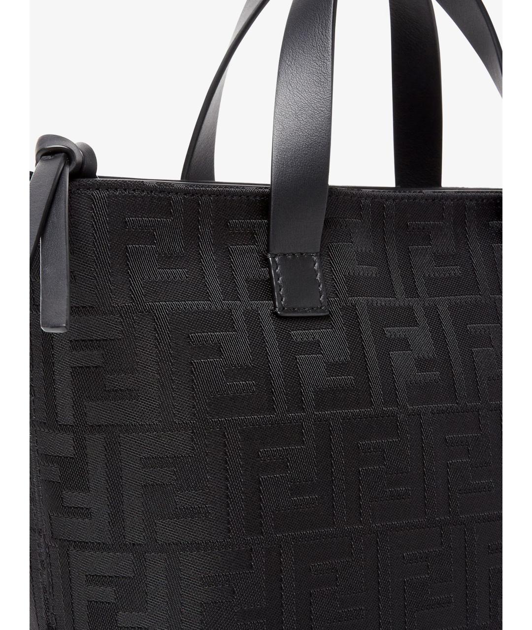 FENDI Черная тканевая сумка тоут, фото 5