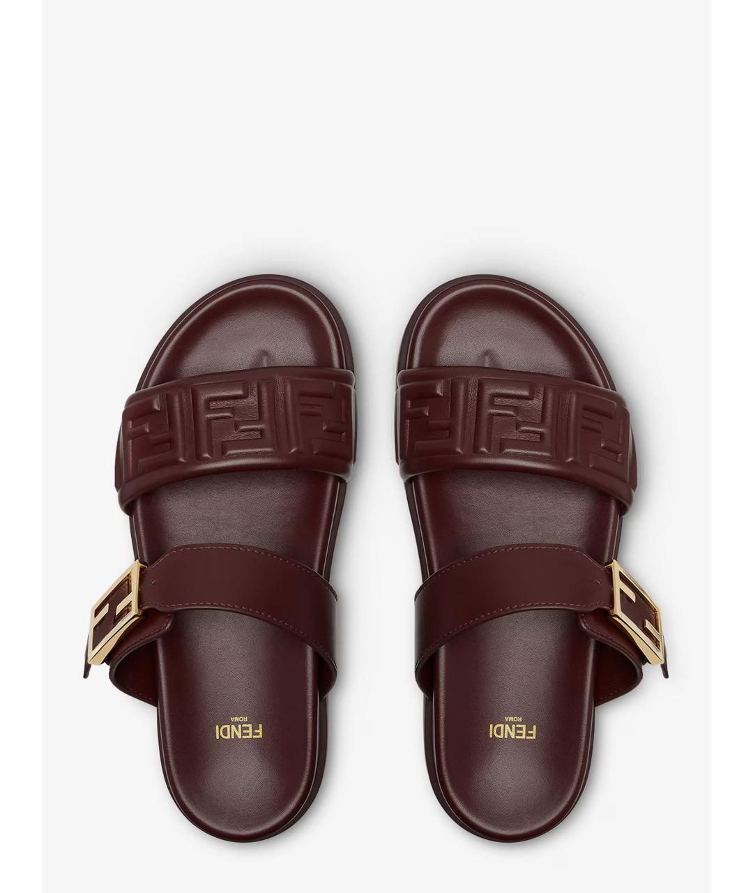 FENDI Красные кожаные сандалии, фото 4