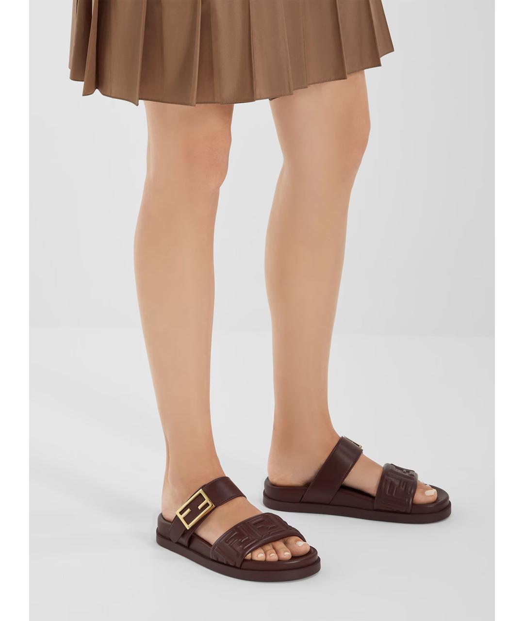 FENDI Красные кожаные сандалии, фото 5