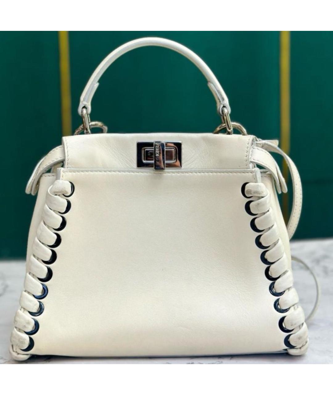 FENDI Белая кожаная сумка через плечо, фото 5