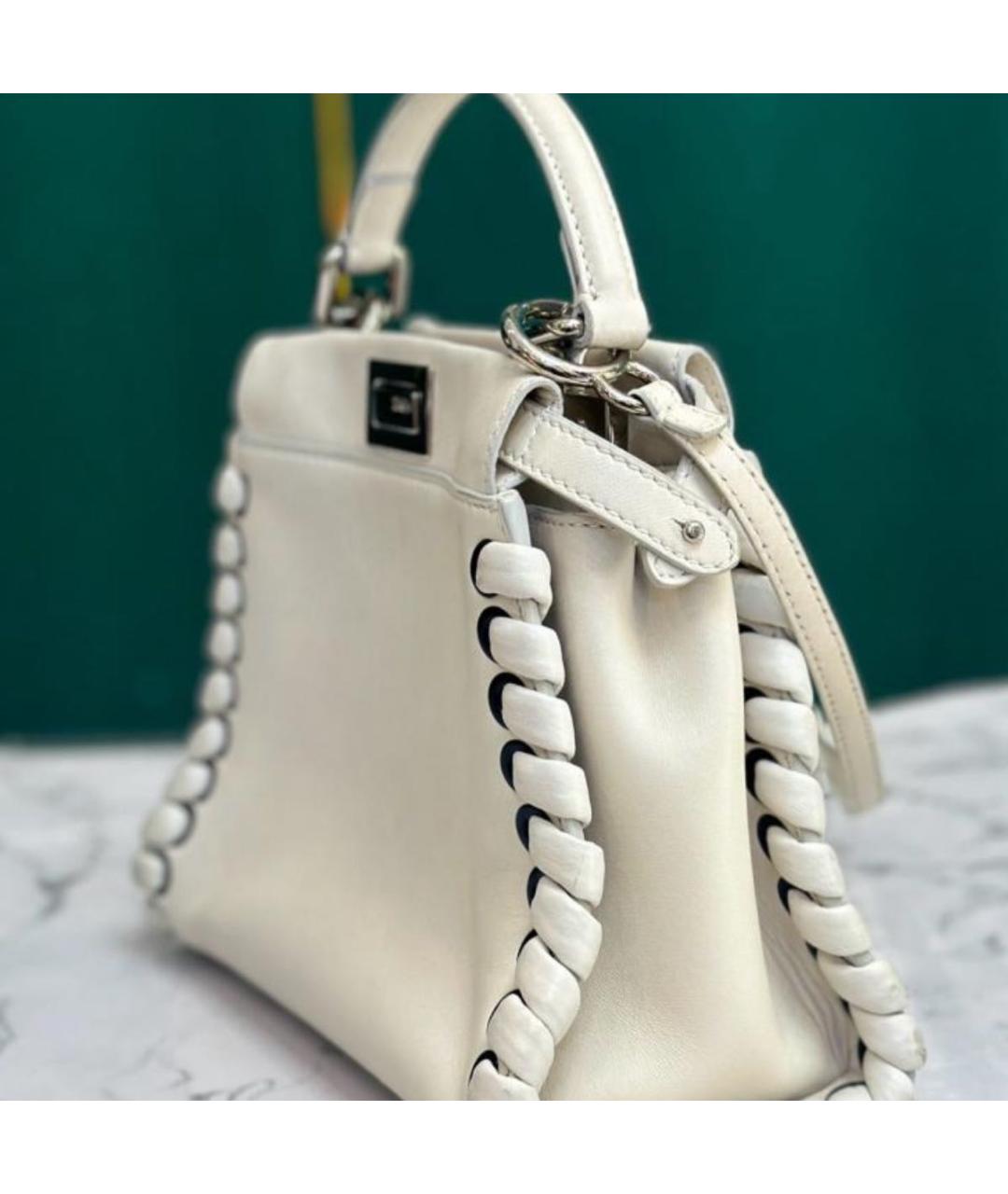 FENDI Белая кожаная сумка через плечо, фото 3