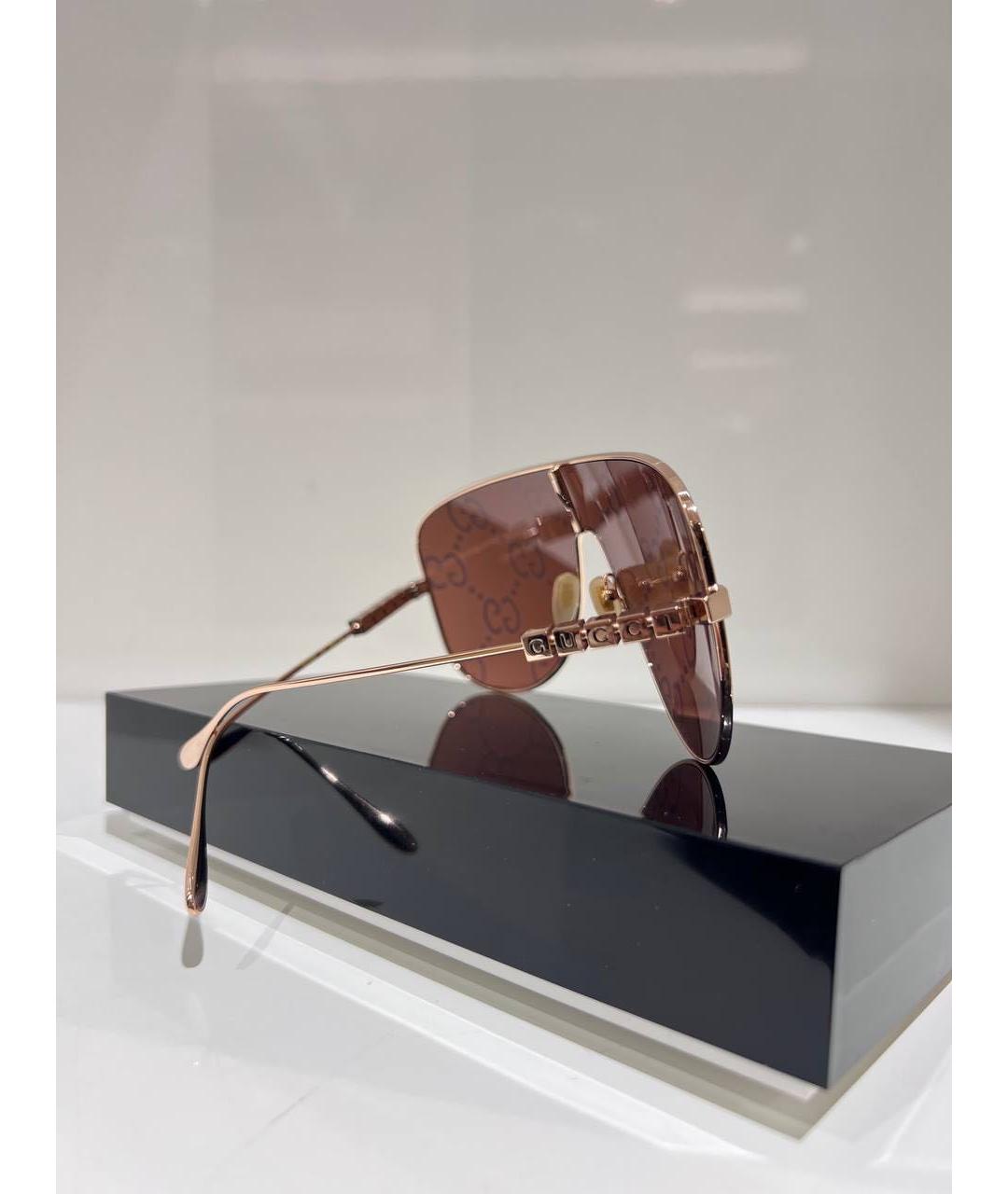 GUCCI Золотые металлические солнцезащитные очки, фото 4