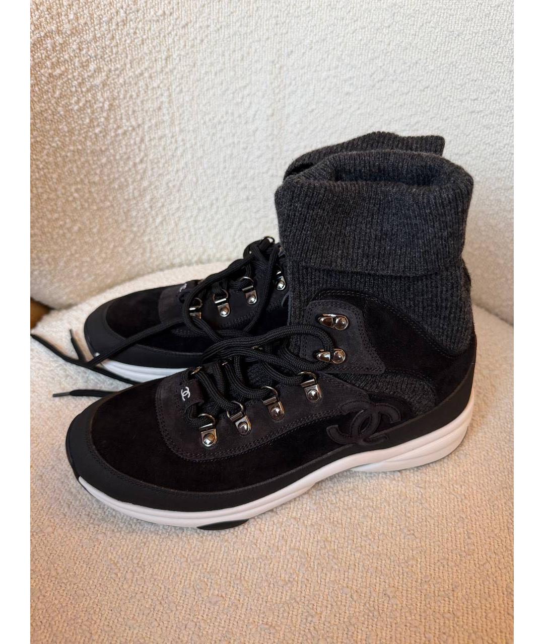 CHANEL Черные замшевые кроссовки, фото 5