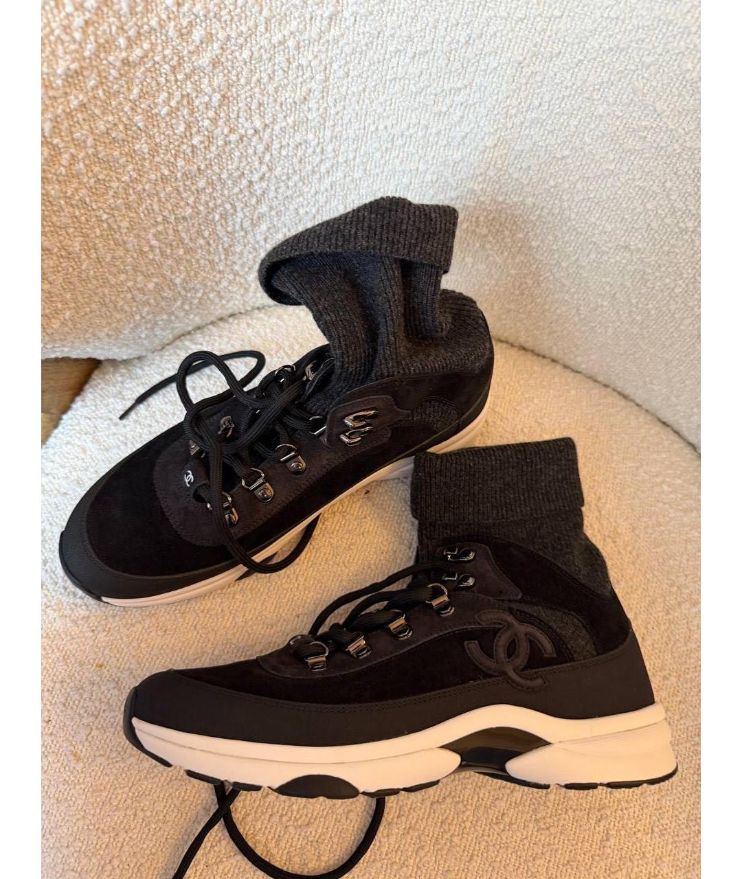 CHANEL Черные замшевые кроссовки, фото 6