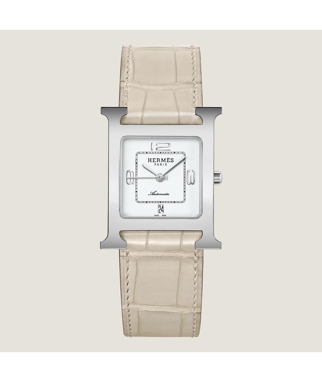 HERMES Бежевые часы из белого золота, фото 3