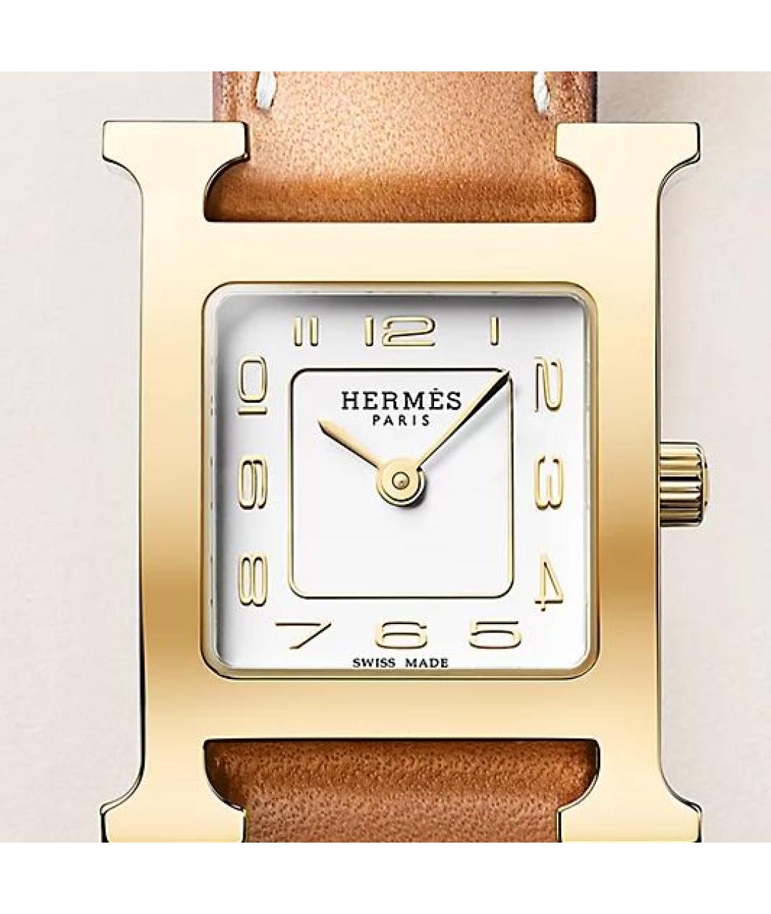 HERMES Коричневые часы из желтого золота, фото 2