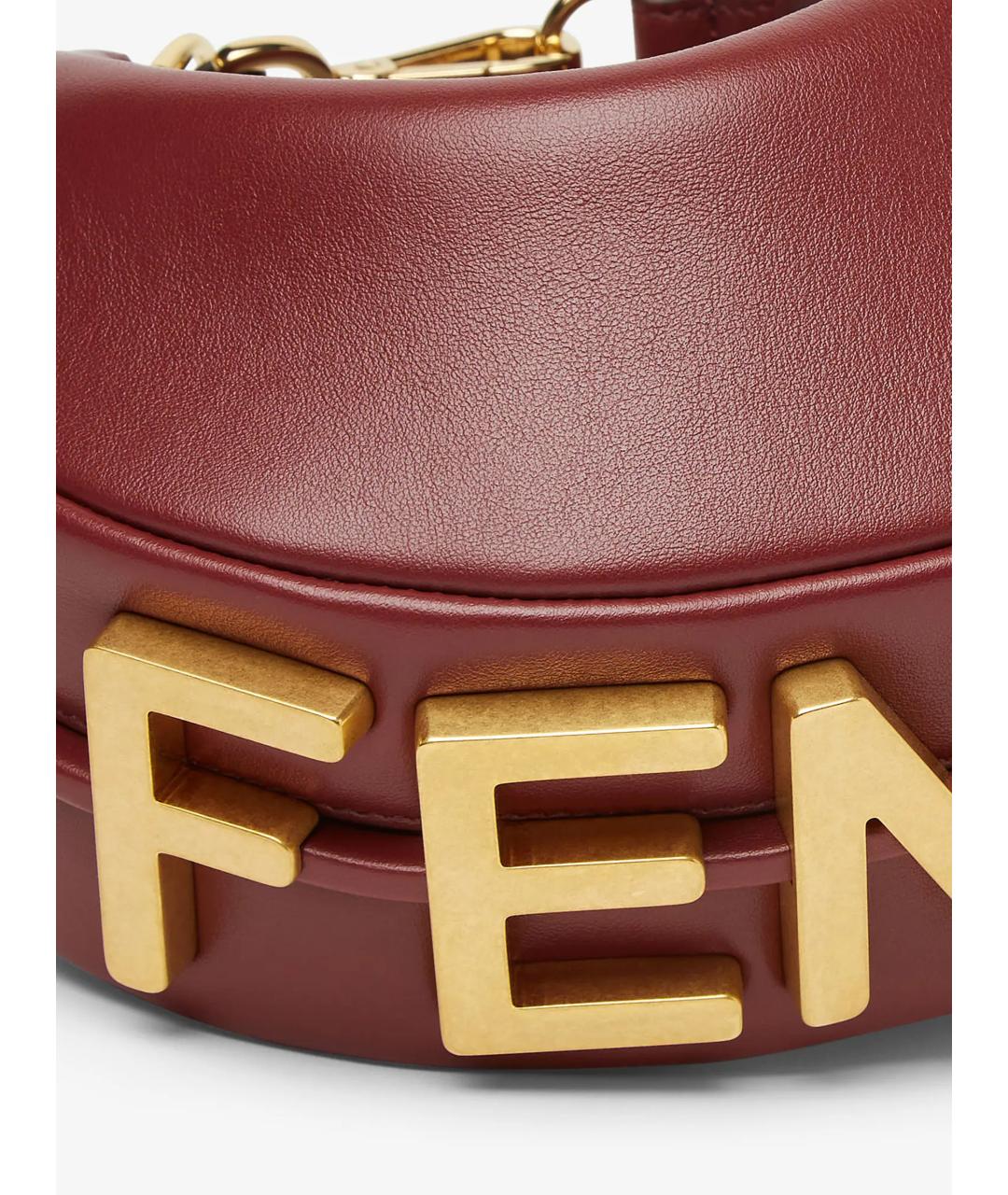 FENDI Красная кожаная сумка с короткими ручками, фото 4