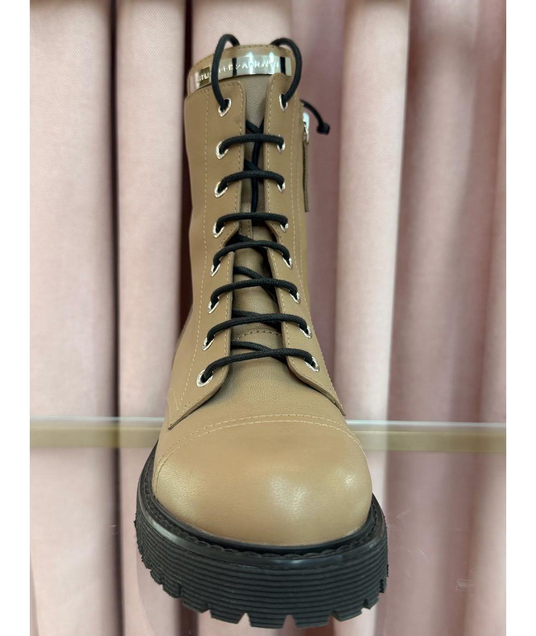 GIUSEPPE ZANOTTI DESIGN Бежевые кожаные ботинки, фото 2