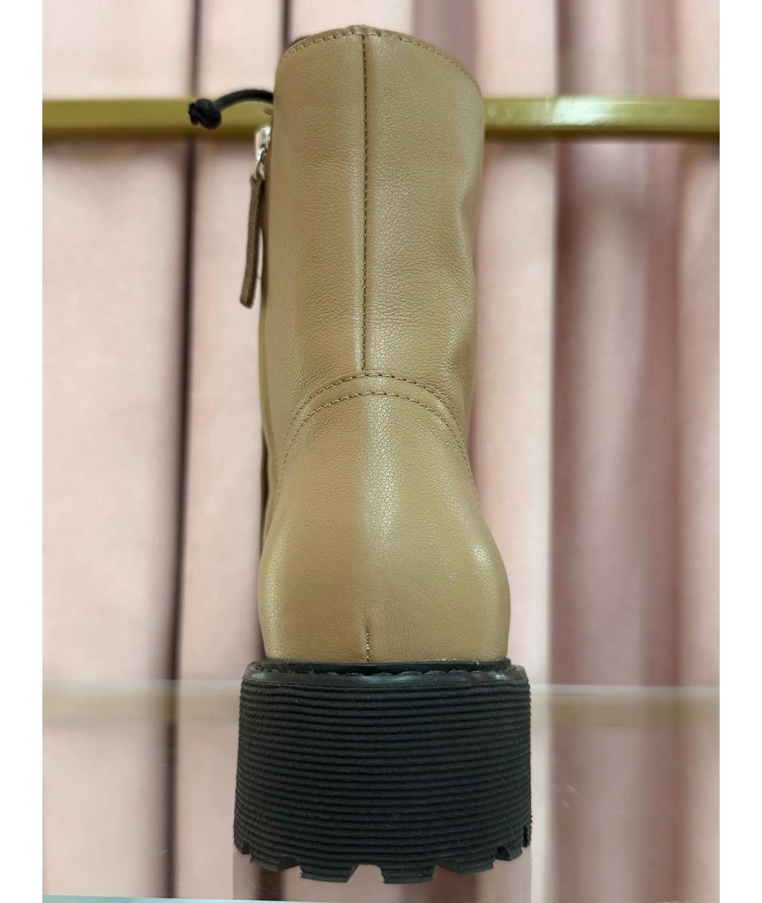 GIUSEPPE ZANOTTI DESIGN Бежевые кожаные ботинки, фото 4