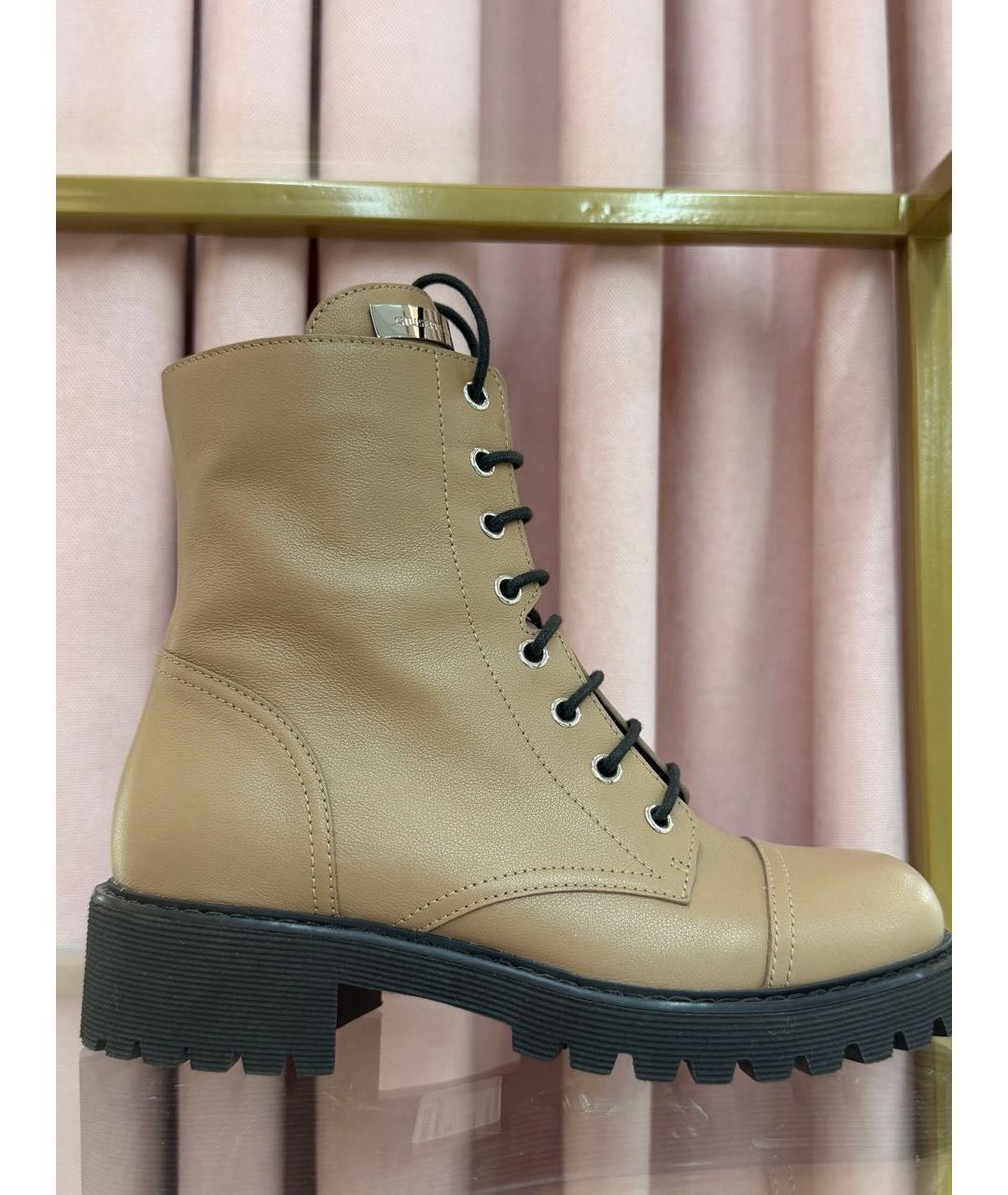 GIUSEPPE ZANOTTI DESIGN Бежевые кожаные ботинки, фото 6