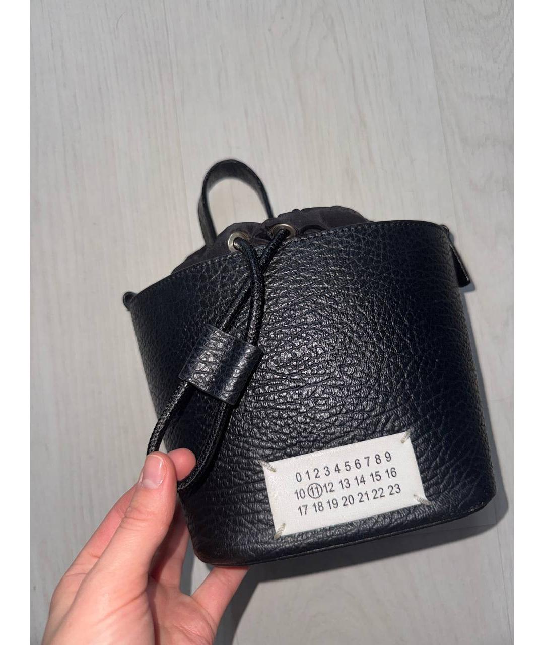 MAISON MARGIELA Черная кожаная сумка с короткими ручками, фото 3