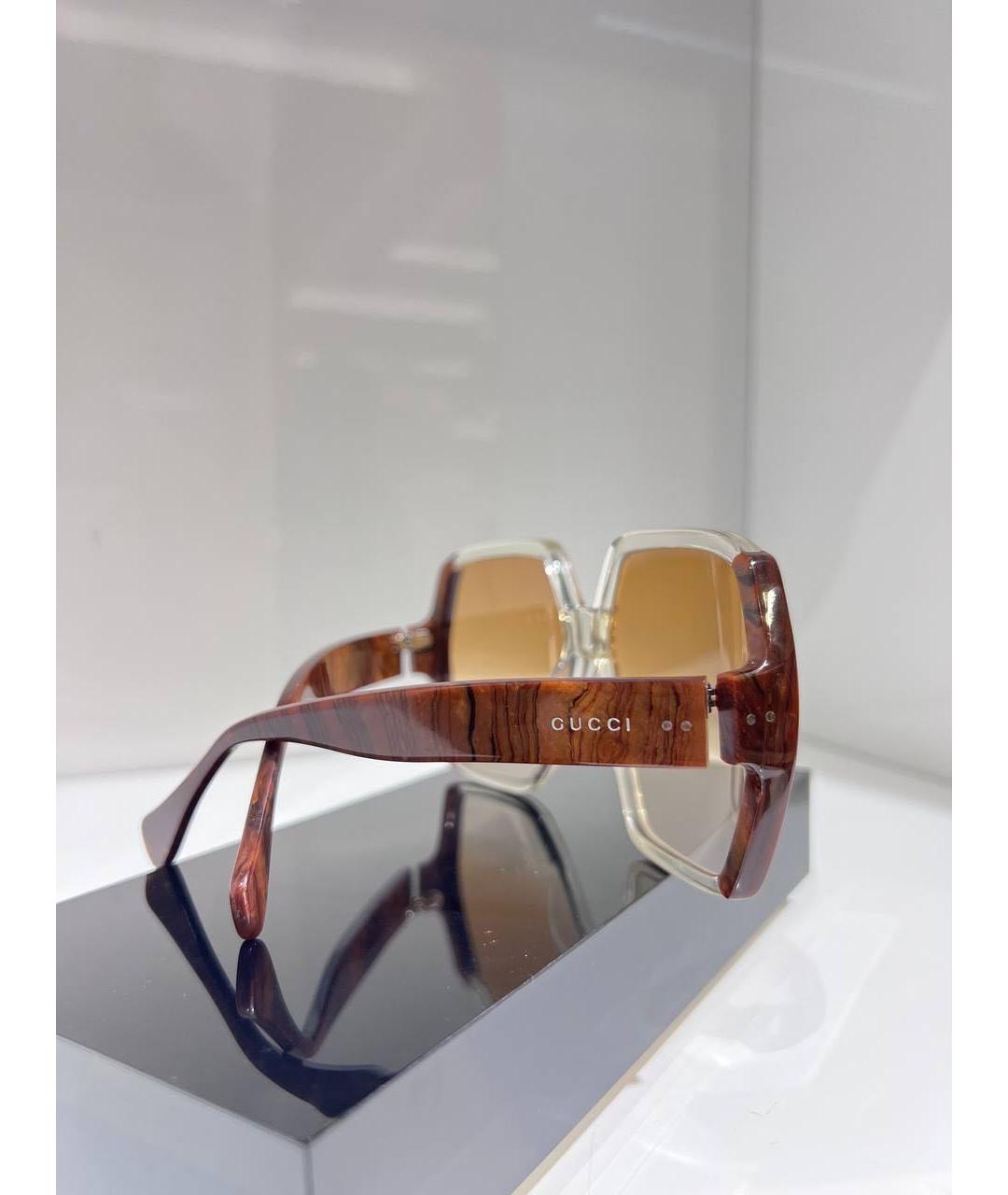 GUCCI Коричневые пластиковые солнцезащитные очки, фото 3