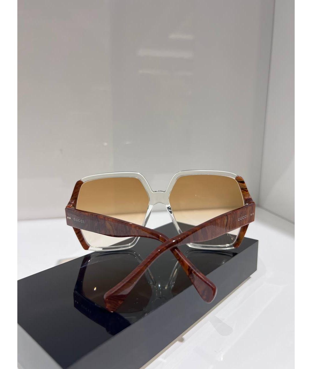 GUCCI Коричневые пластиковые солнцезащитные очки, фото 4