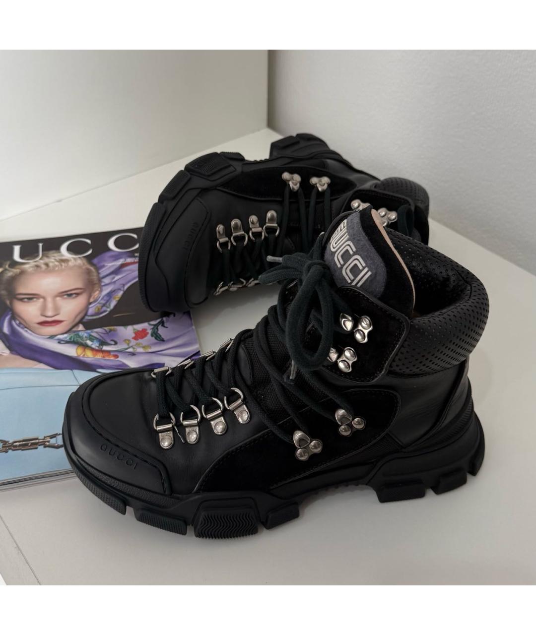 GUCCI Черные кожаные ботинки, фото 3