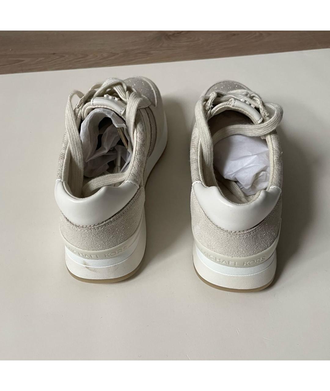 MICHAEL KORS Бежевые замшевые кроссовки, фото 4