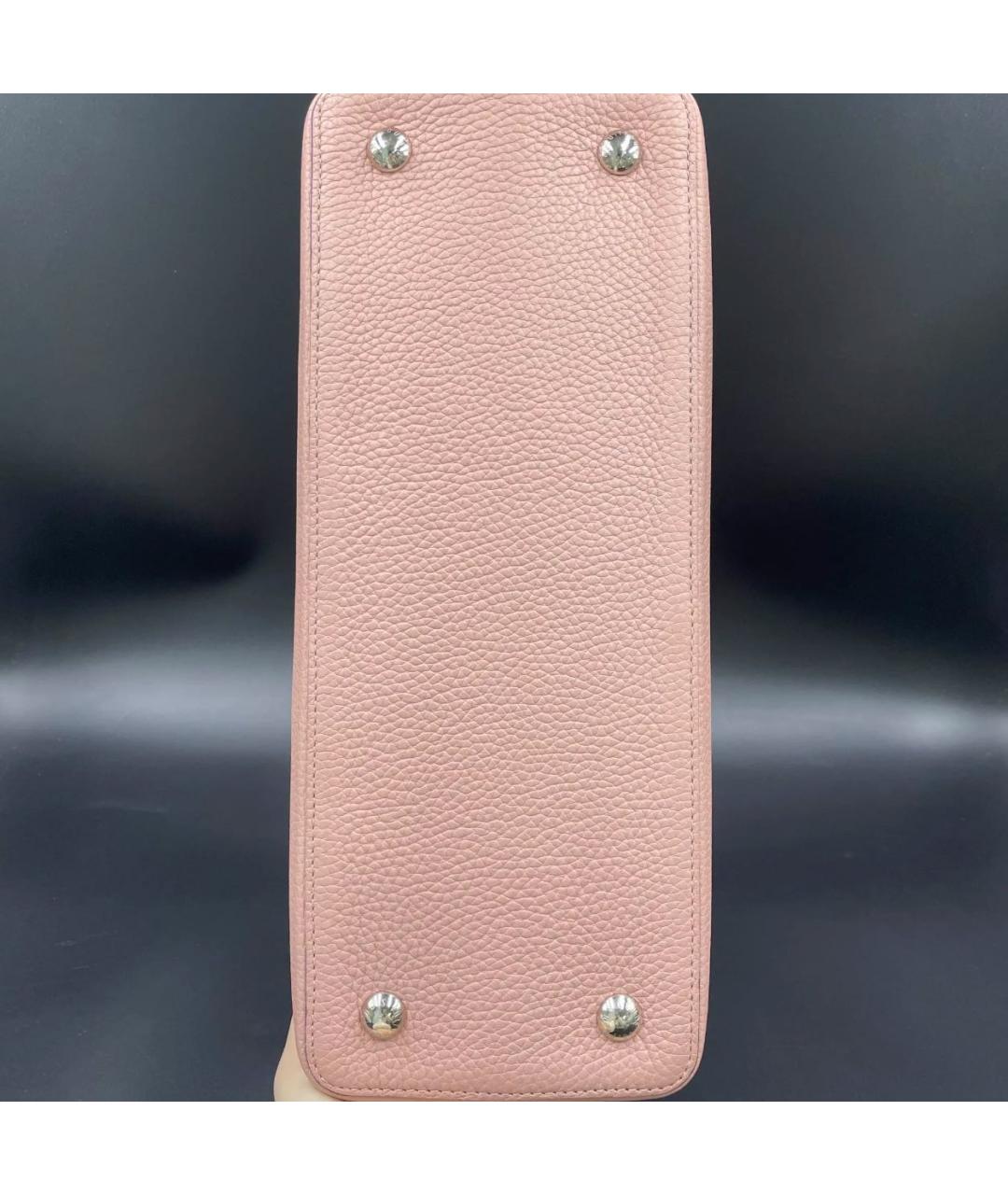 LOUIS VUITTON Розовая кожаная сумка с короткими ручками, фото 3