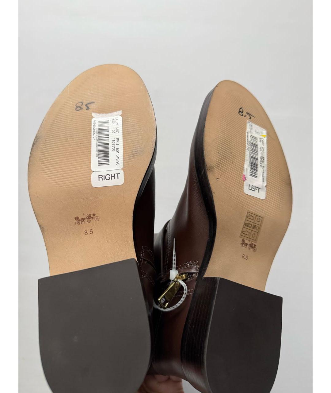 COACH Коричневые кожаные сапоги, фото 5