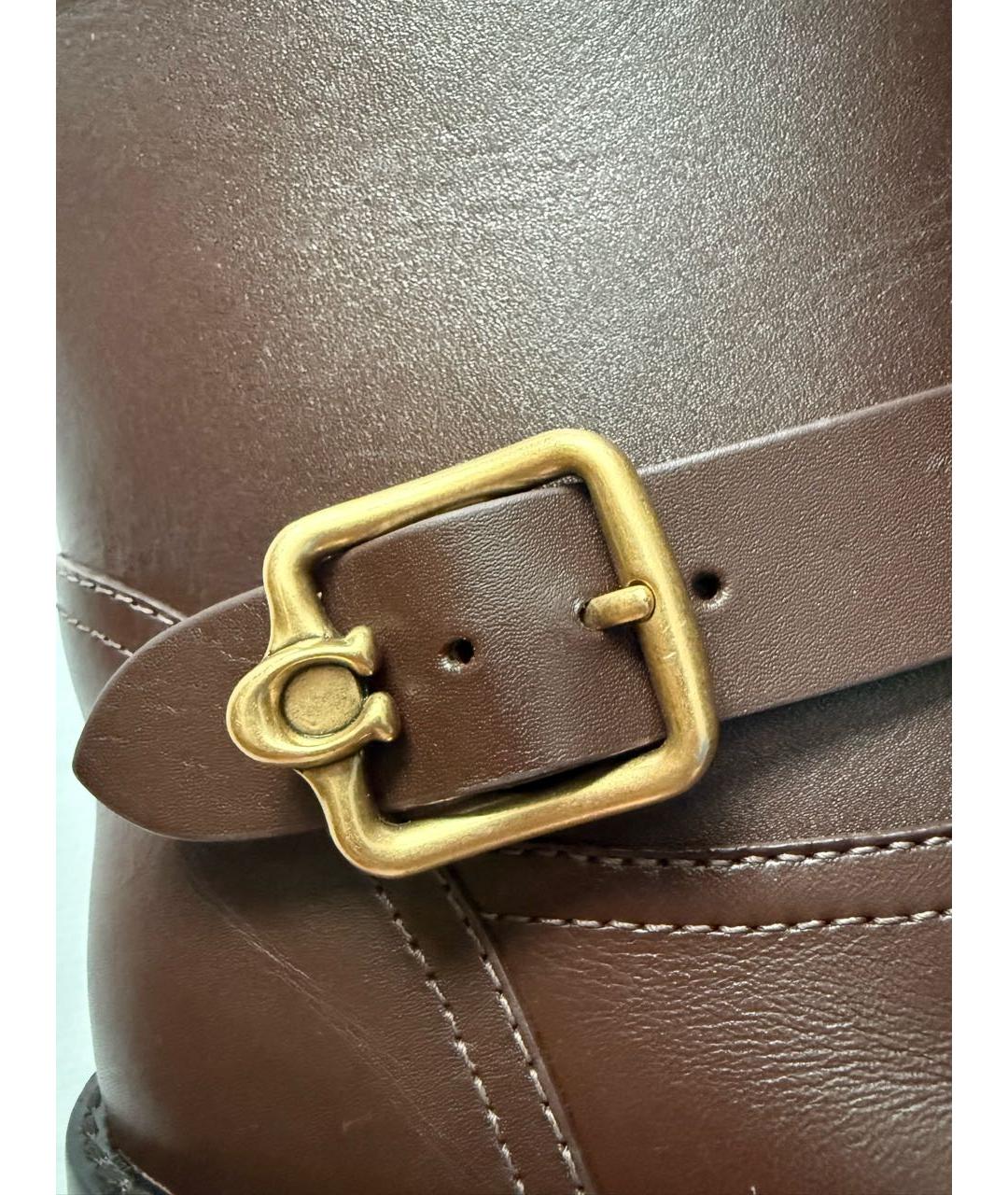 COACH Коричневые кожаные сапоги, фото 4