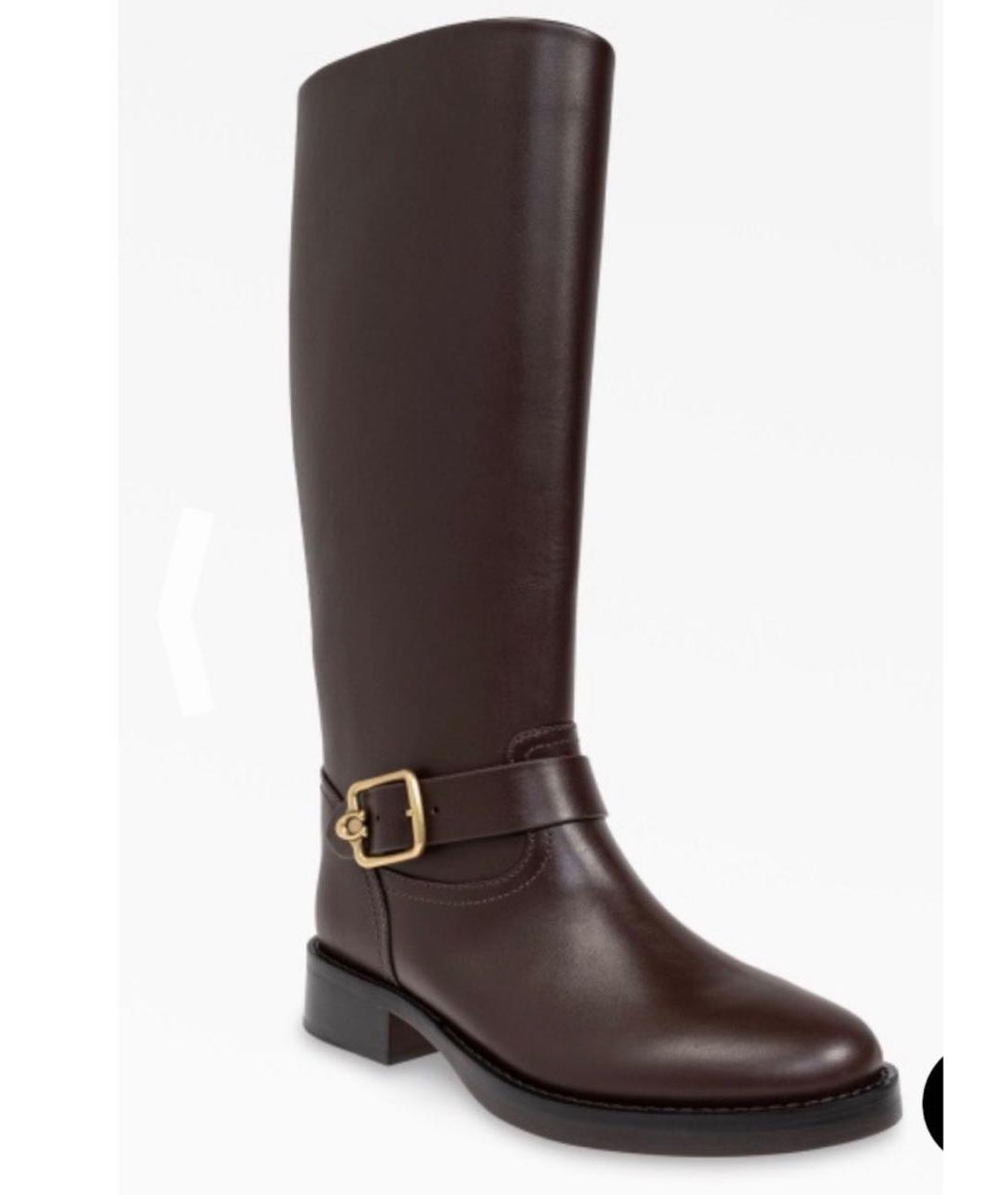 COACH Коричневые кожаные сапоги, фото 2