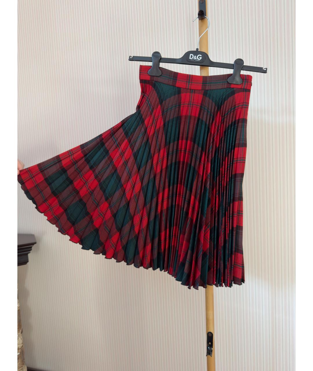 DOLCE&GABBANA Красная шерстяная юбка миди, фото 2