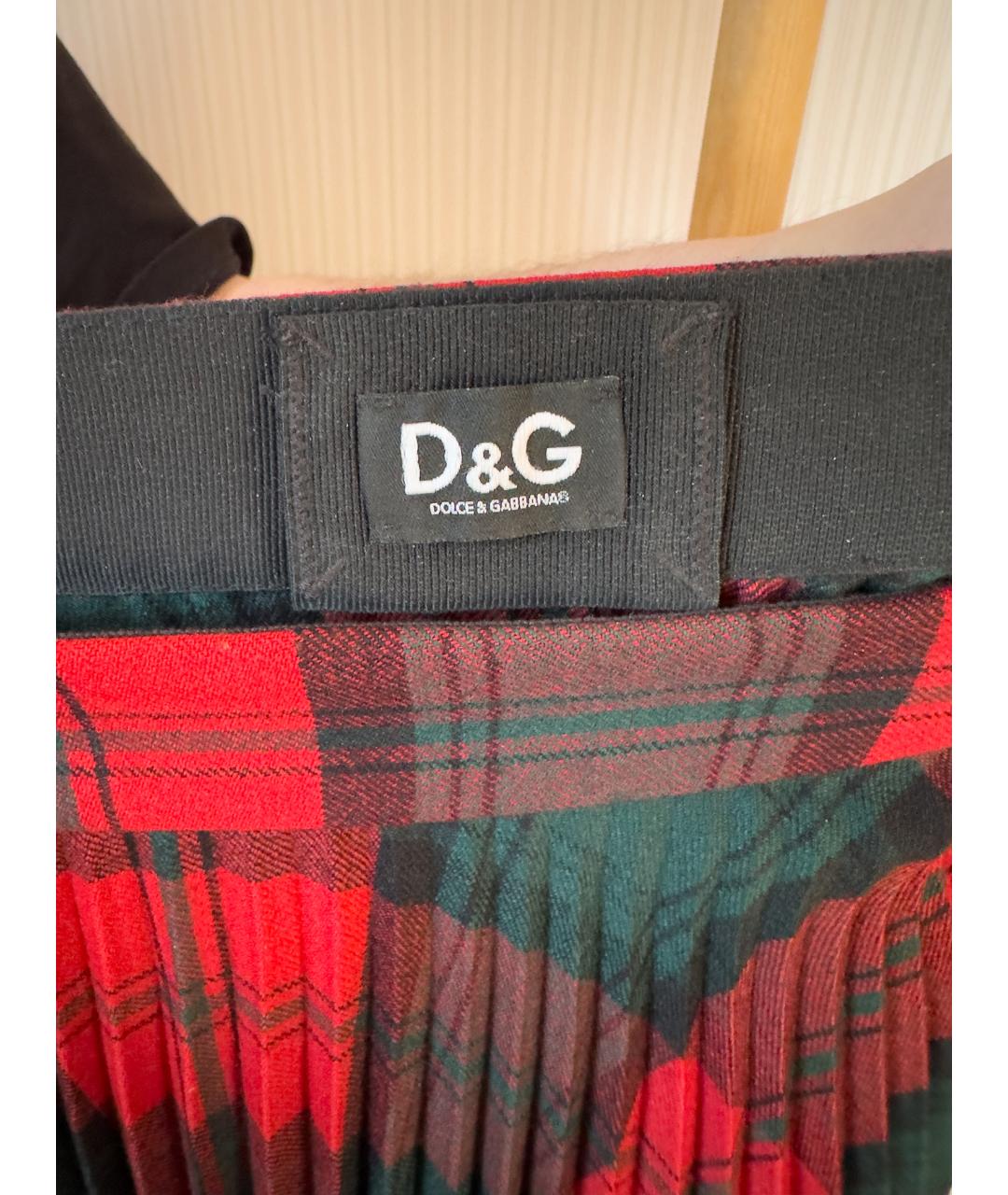 DOLCE&GABBANA Красная шерстяная юбка миди, фото 3