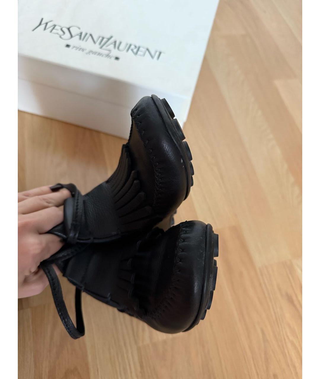 SAINT LAURENT Черные кожаные сапоги, фото 6