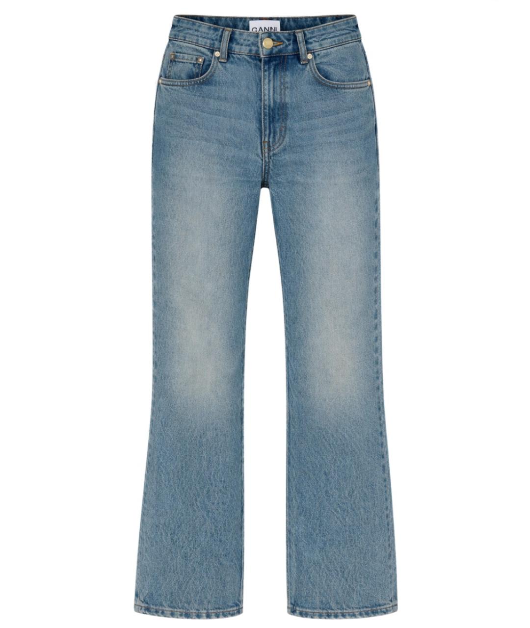 GANNI Синие хлопковые прямые джинсы, фото 1