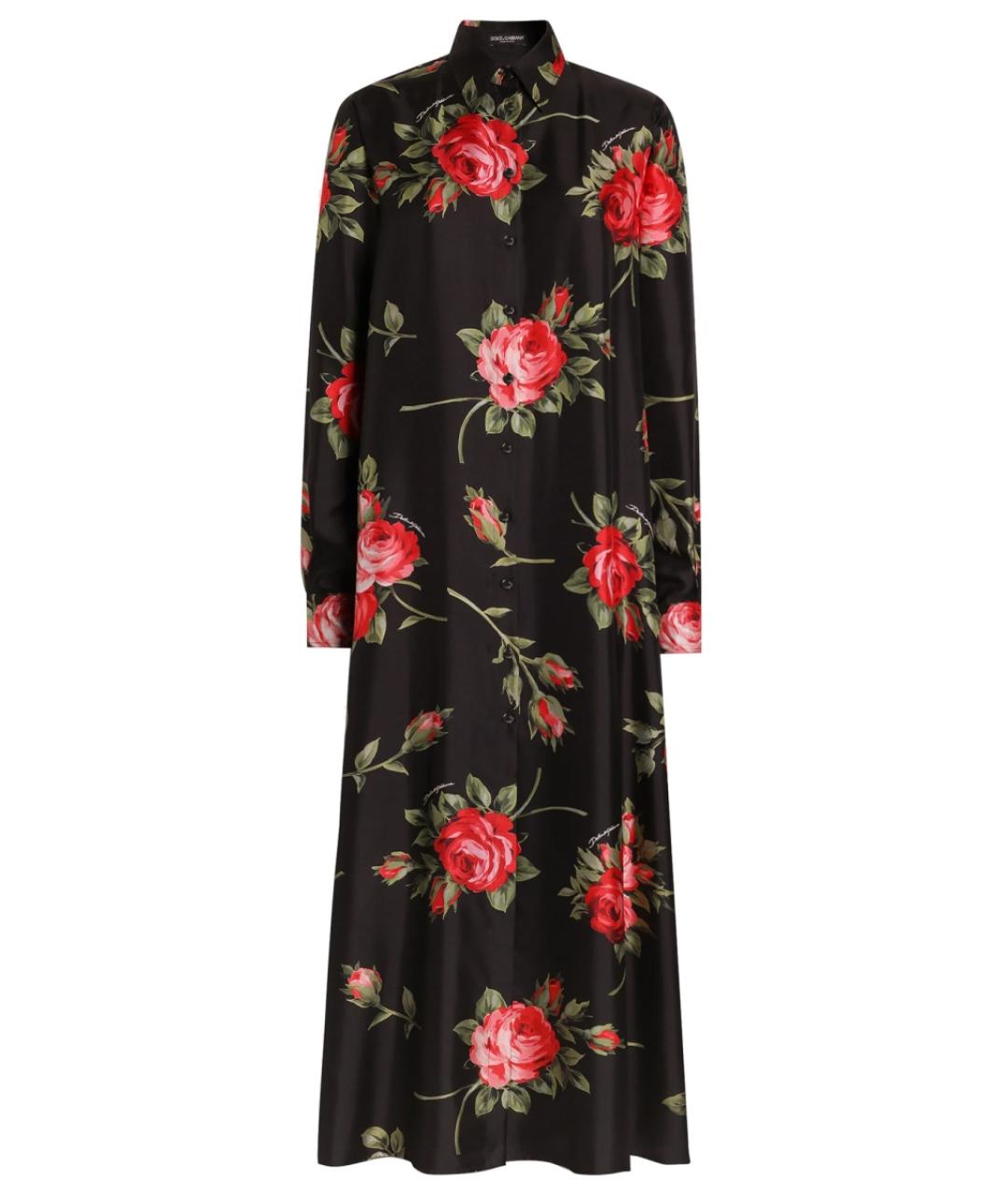 DOLCE&GABBANA Черное шелковое повседневное платье, фото 1