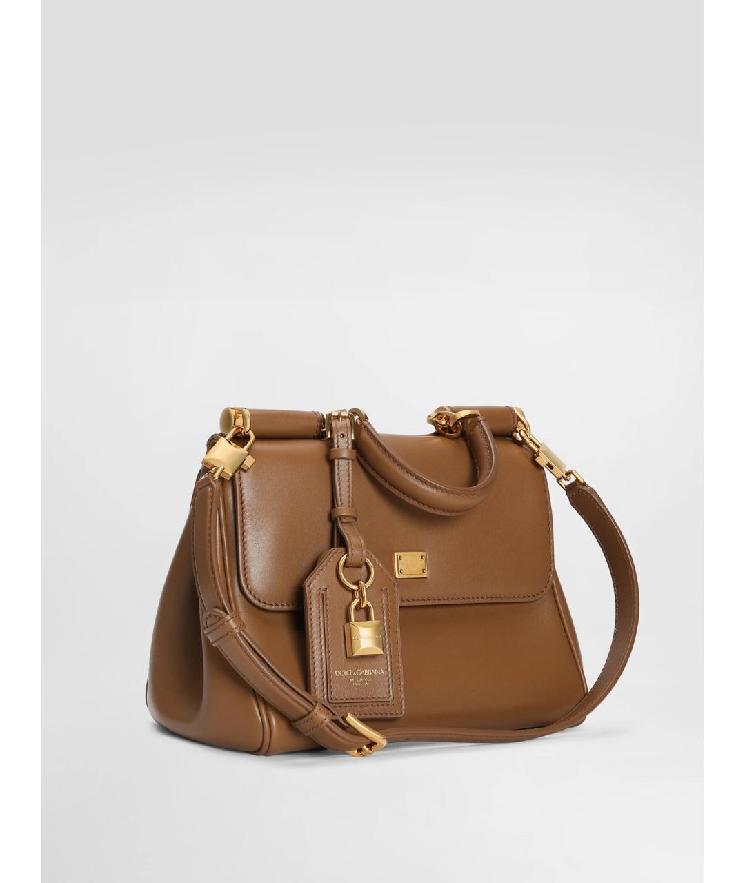 DOLCE&GABBANA Коричневая кожаная сумка через плечо, фото 3