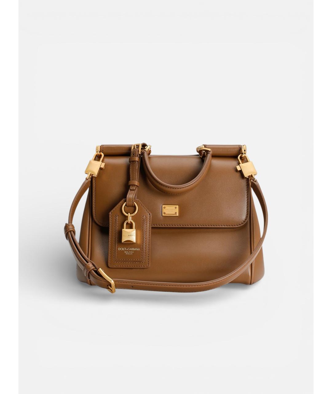 DOLCE&GABBANA Коричневая кожаная сумка через плечо, фото 5