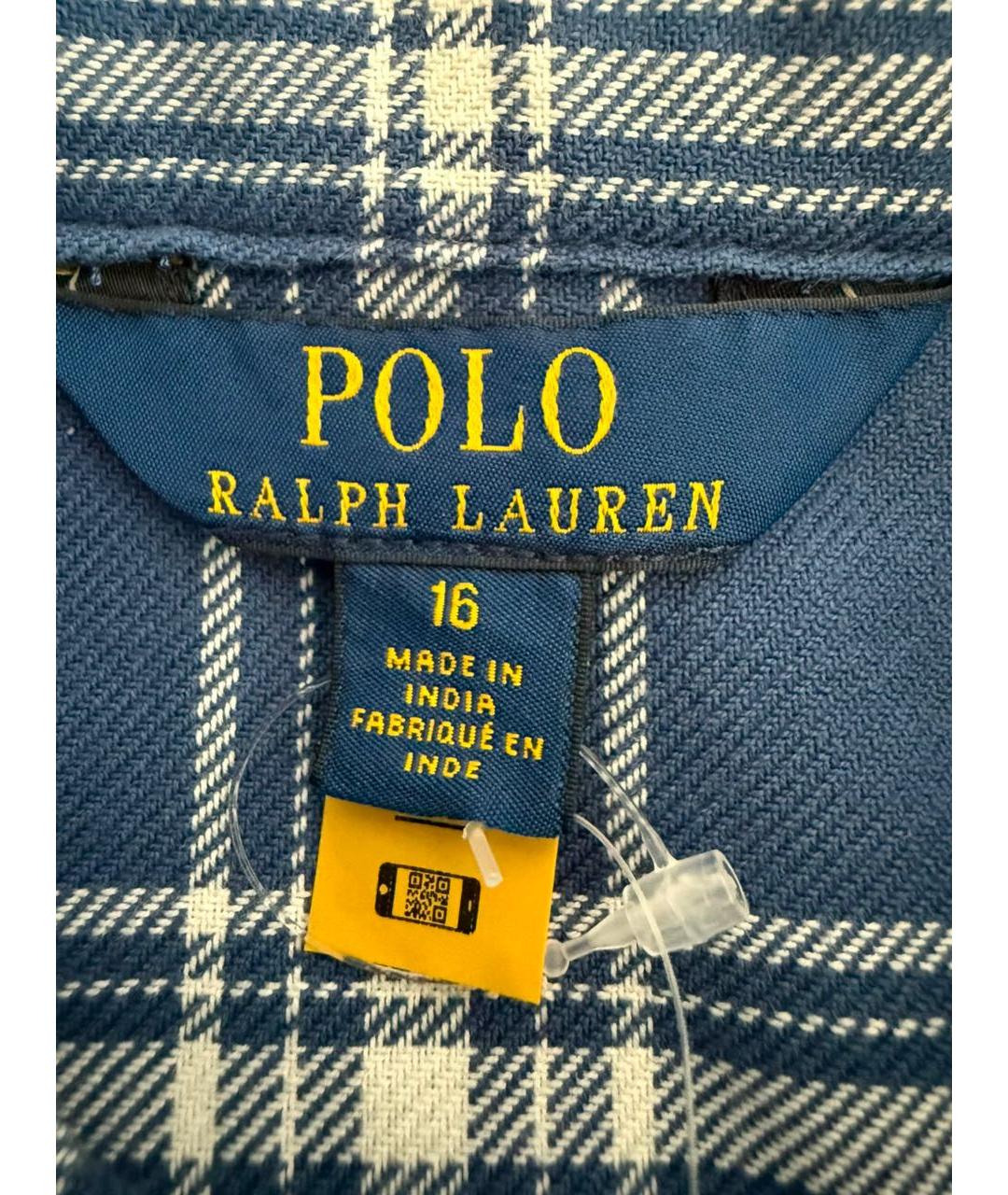 POLO RALPH LAUREN Синее хлопковое повседневное платье, фото 4