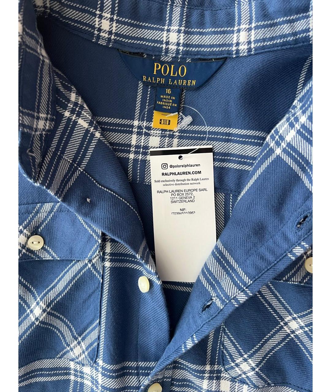 POLO RALPH LAUREN Синее хлопковое повседневное платье, фото 6