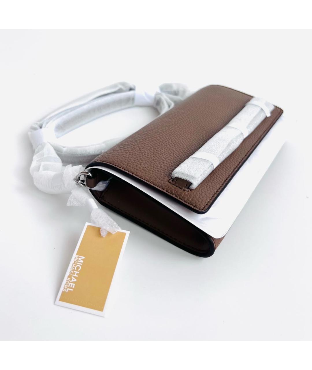 MICHAEL MICHAEL KORS Коричневая кожаная сумка через плечо, фото 8