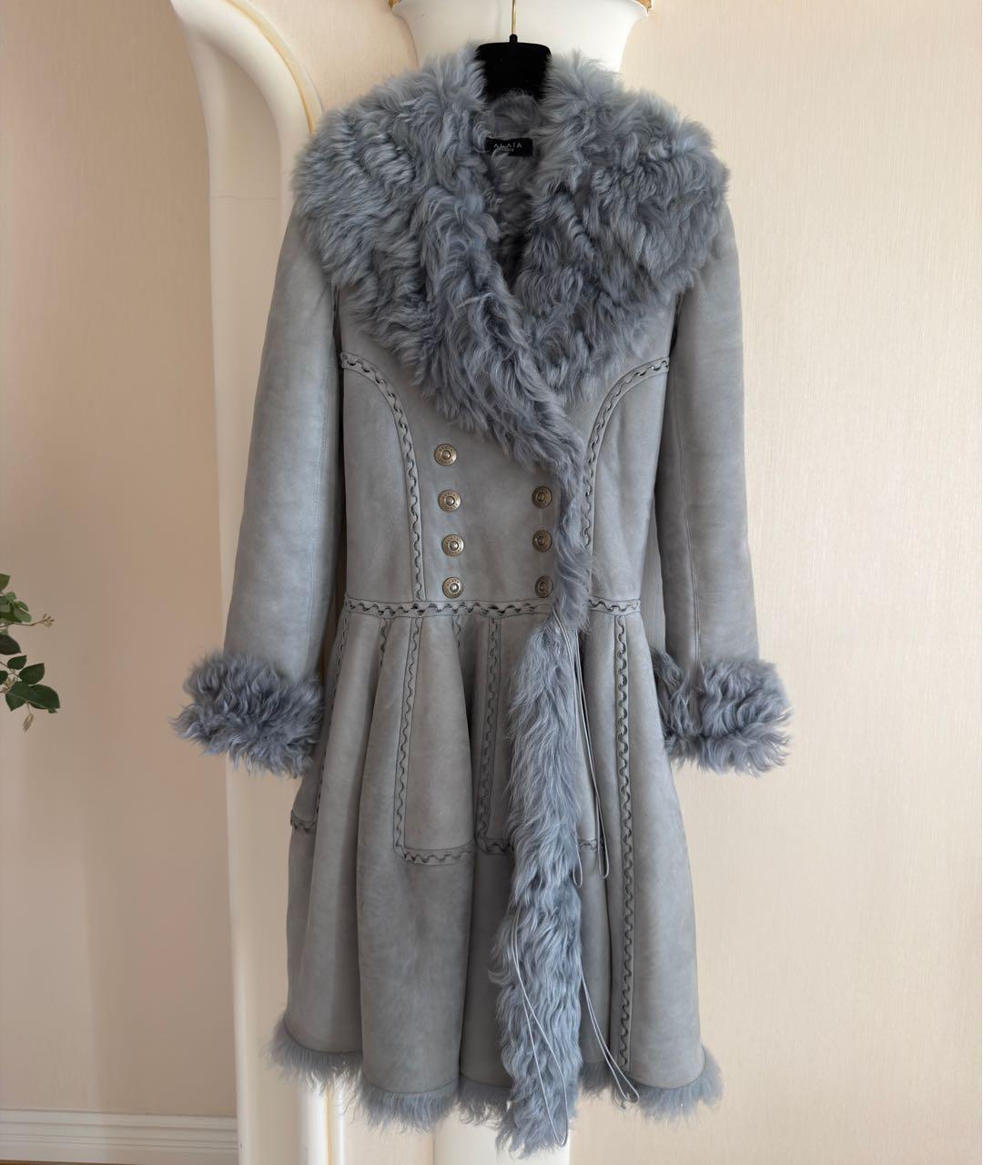 ALAIA Голубая меховая дубленка, фото 8