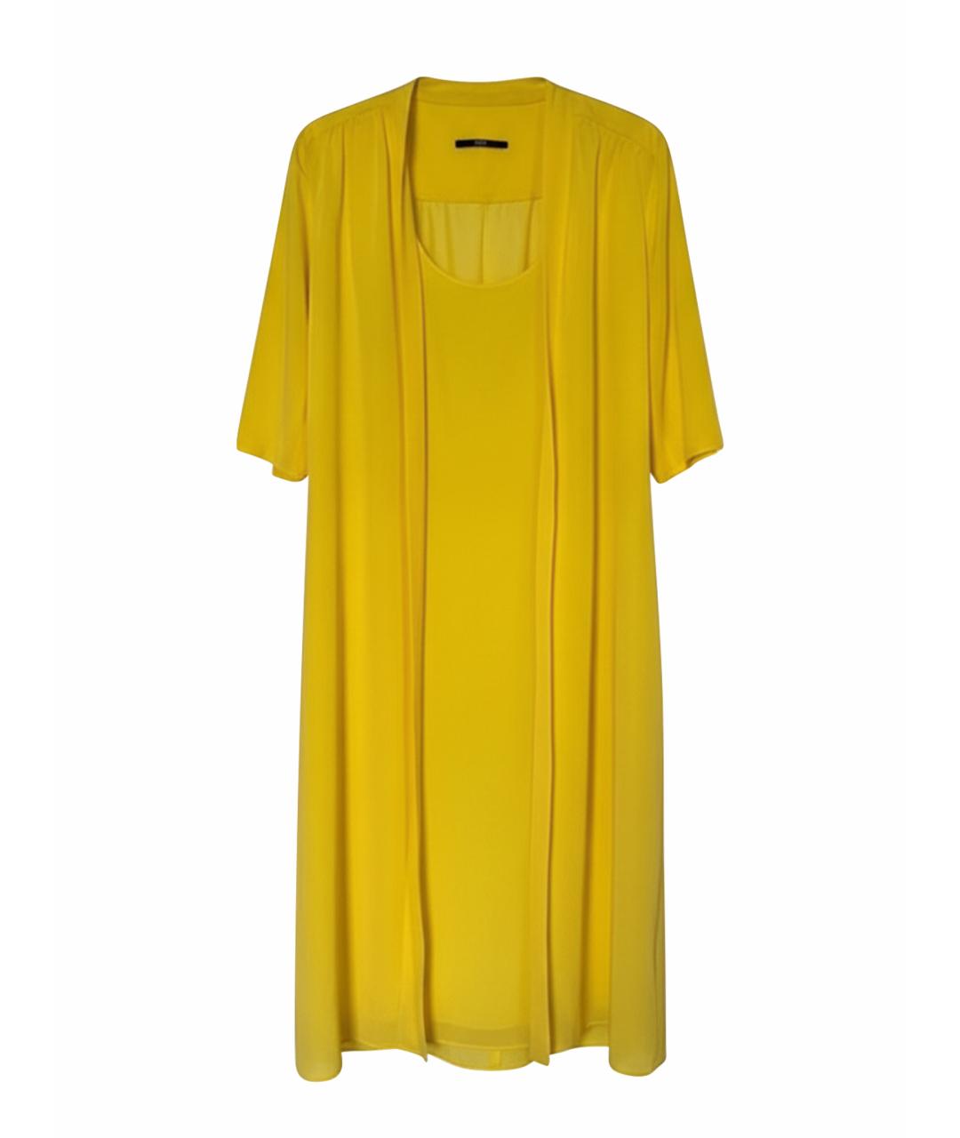 HUGO BOSS Желтое шелковое повседневное платье, фото 1
