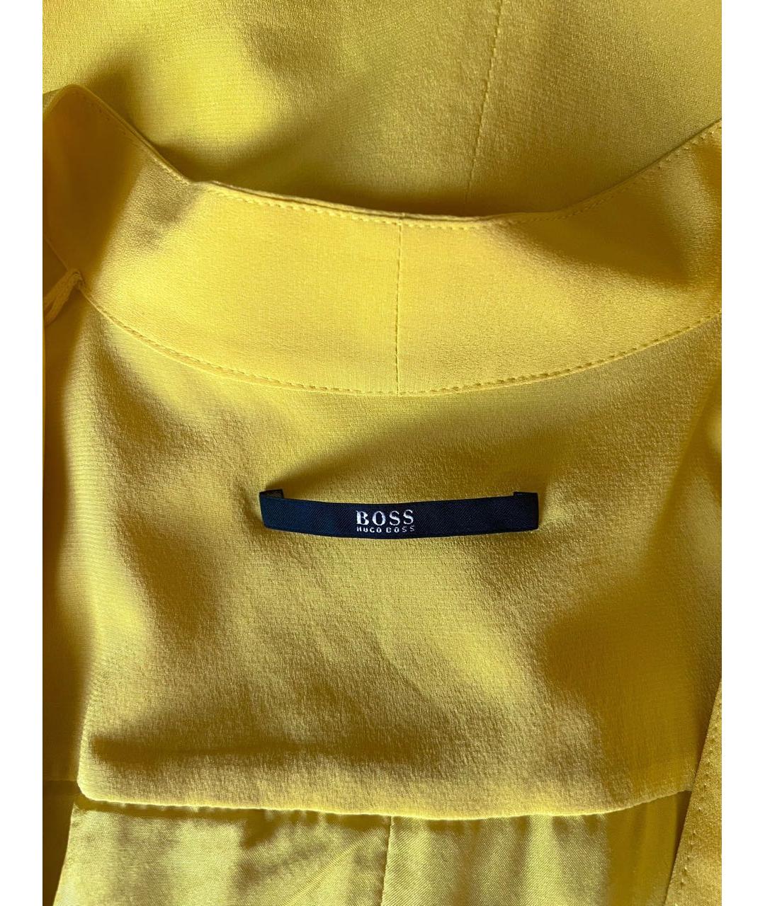 HUGO BOSS Желтое шелковое повседневное платье, фото 4