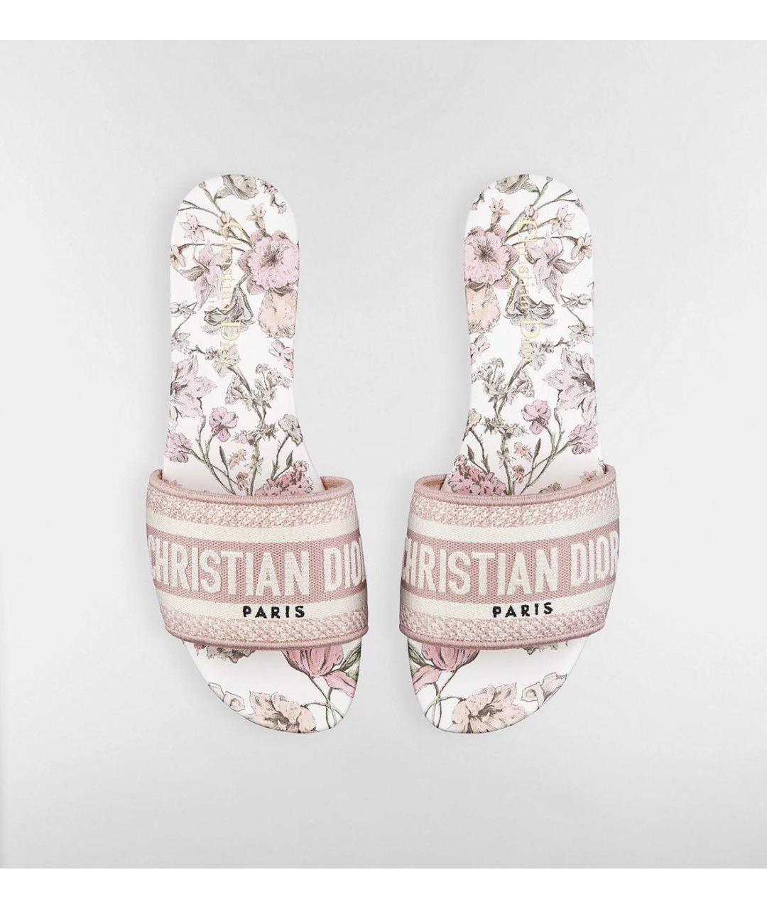 CHRISTIAN DIOR Розовые текстильные шлепанцы, фото 2