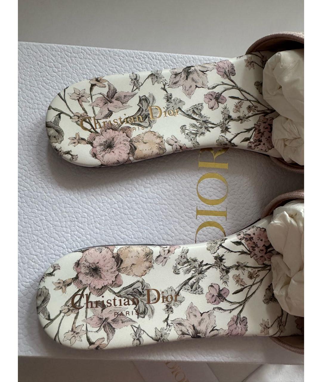 CHRISTIAN DIOR Розовые текстильные шлепанцы, фото 6