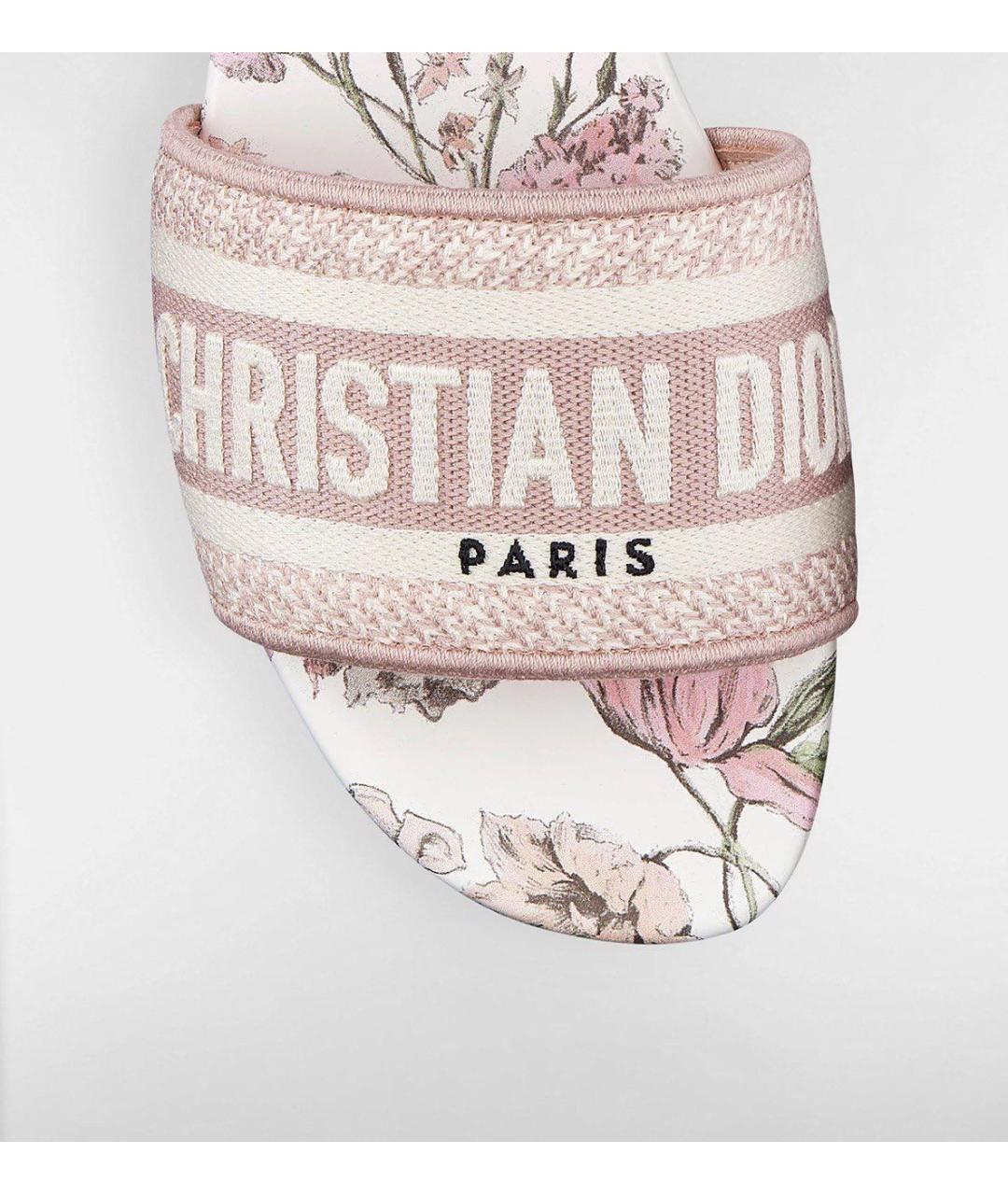 CHRISTIAN DIOR Розовые текстильные шлепанцы, фото 3