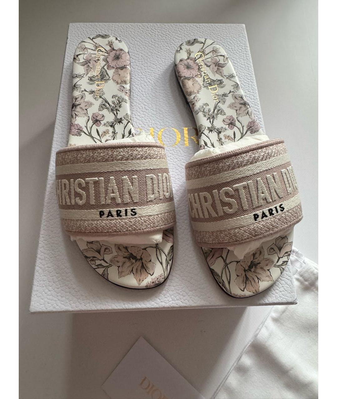 CHRISTIAN DIOR Розовые текстильные шлепанцы, фото 5