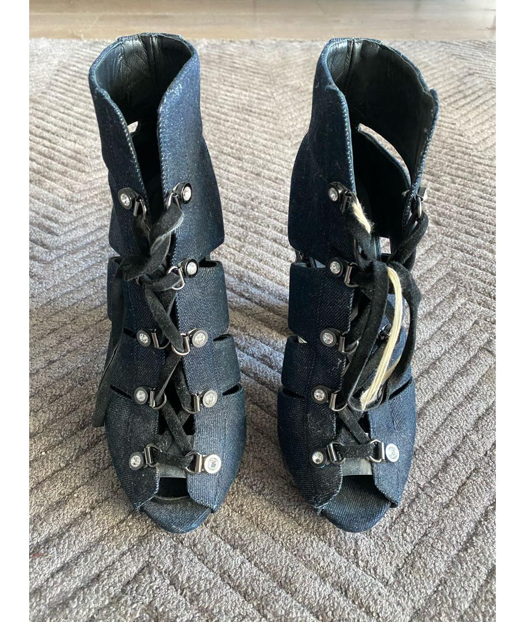 LE SILLA Темно-синие текстильные ботильоны, фото 2