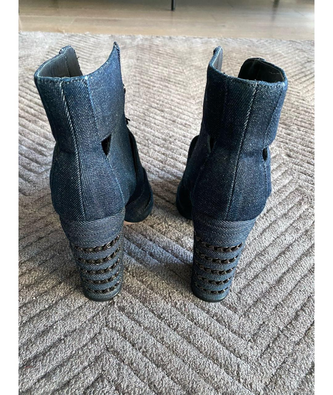 LE SILLA Темно-синие текстильные ботильоны, фото 3