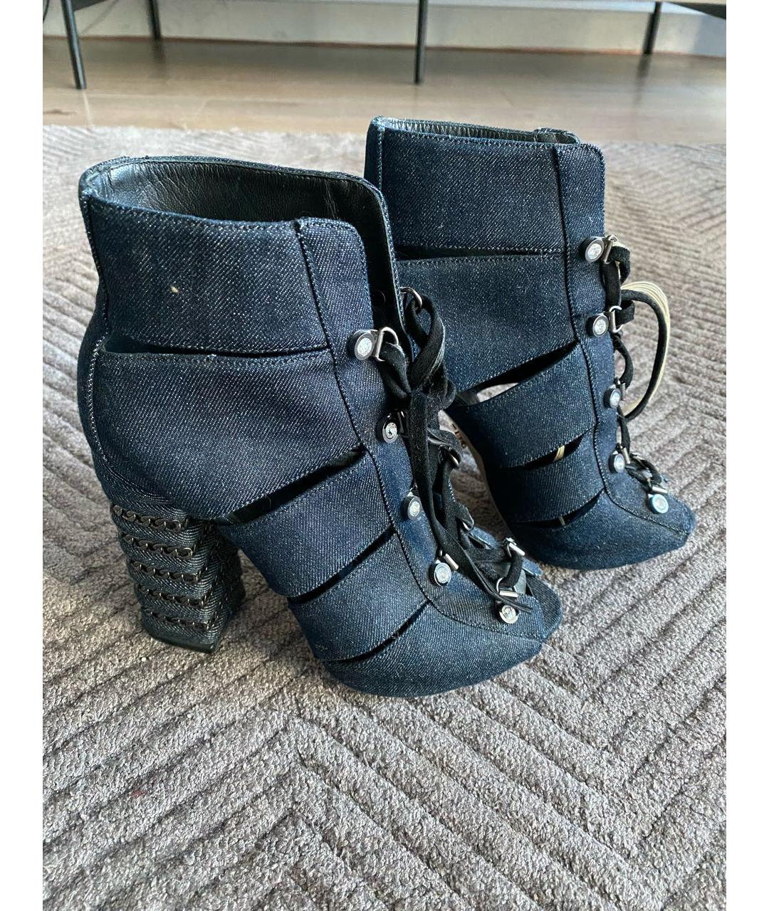 LE SILLA Темно-синие текстильные ботильоны, фото 6