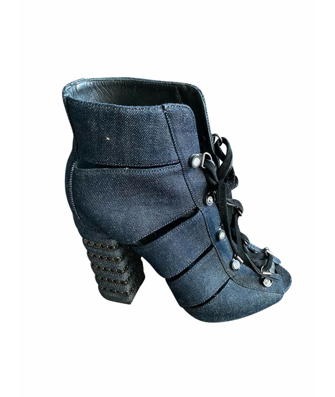 LE SILLA Темно-синие текстильные ботильоны, фото 1