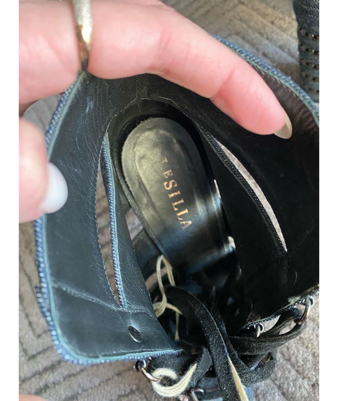 LE SILLA Темно-синие текстильные ботильоны, фото 4